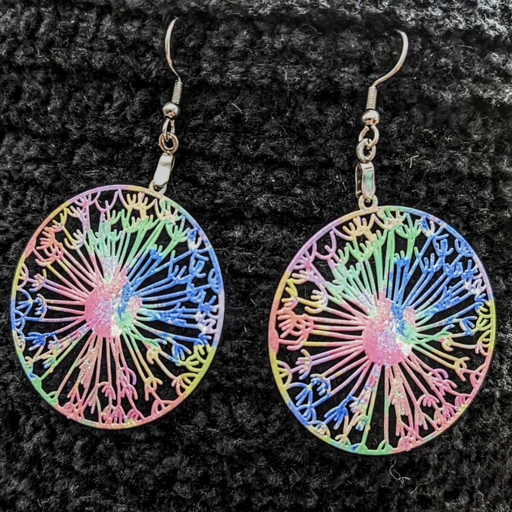 🌈Rainbow Dandelion Earrings🌼